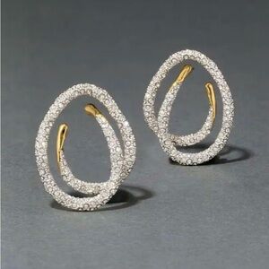 ALEXIS BITTAR Solanales Double Loop Crystal & Gold Post Earrings - BRAND NEW